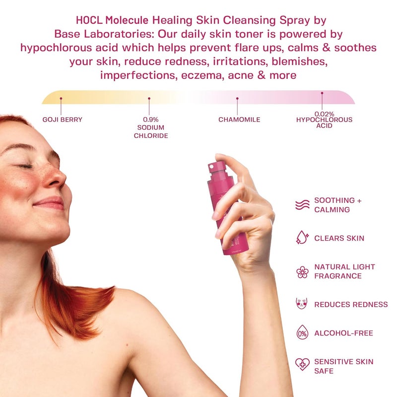 BASE LABORATORIES Hypochlorous Acid Spray for Face & Skin - Travel Size - Facial Toner Spray & Cleaner - Skin Repair Solution helps reduce redness, acne - HOCL Molecule Spray 4oz (2 x 2oz) - 2PK - Image 2